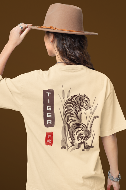 100% Cotton Unisex T-Shirt with Artistic Tiger Print | 205gsm  Premium Fabric for Comfort & Style