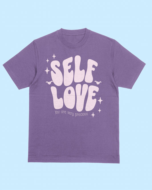 Self Love custom t-shirt in Oman by Bosha – English quote design on white cotton tshirt